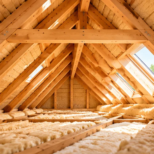Isolation sous une charpente en bois